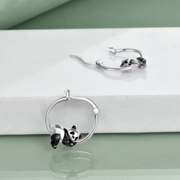 Sterling Silver Panda Earrings-3