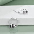 wholesale 925 Sterling Silver Panda Hoop Earrings with Black Crystal Accents for Women-0-3