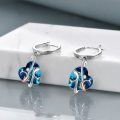 wholesale 925 Sterling Silver Blue Heart-Shaped Dolphins & Crystals Hoop Earrings for Women Gifts-0-2