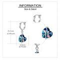 wholesale 925 Sterling Silver Blue Heart-Shaped Dolphins & Crystals Hoop Earrings for Women Gifts-0-3