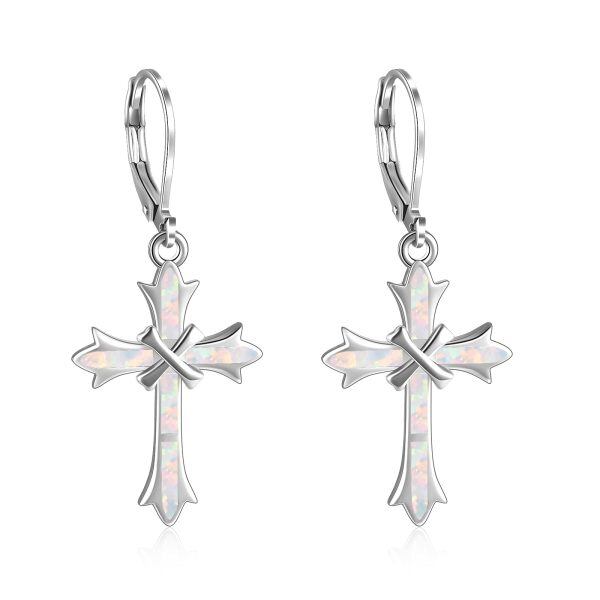 Sterling Silver Cross Earring-0