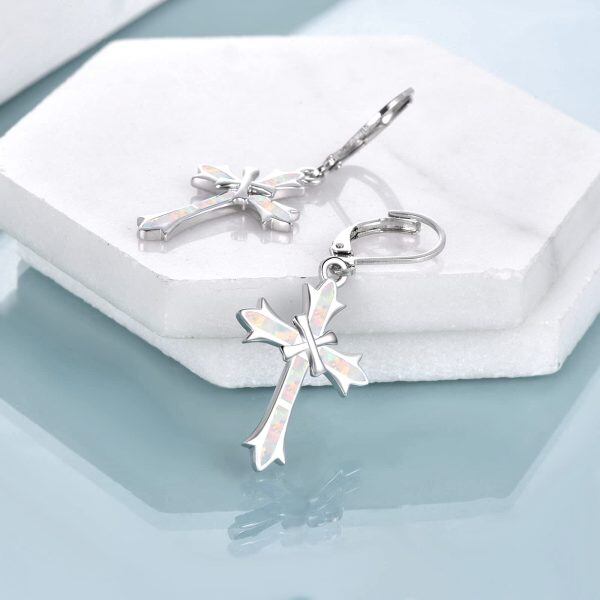 Sterling Silver Cross Earring-1