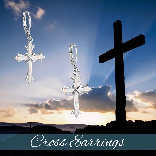 Sterling Silver Cross Earring-4