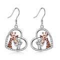 wholesale 925 Sterling Silver Heart Giraffe Dangle Drop Earrings  for Women-0-0