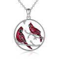 wholesale 925 Sterling Silver Round Cardinal Mother Daughter Pendant Necklace for Women-0-0
