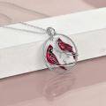 wholesale 925 Sterling Silver Round Cardinal Mother Daughter Pendant Necklace for Women-0-1