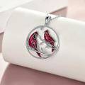 wholesale 925 Sterling Silver Round Cardinal Mother Daughter Pendant Necklace for Women-0-2