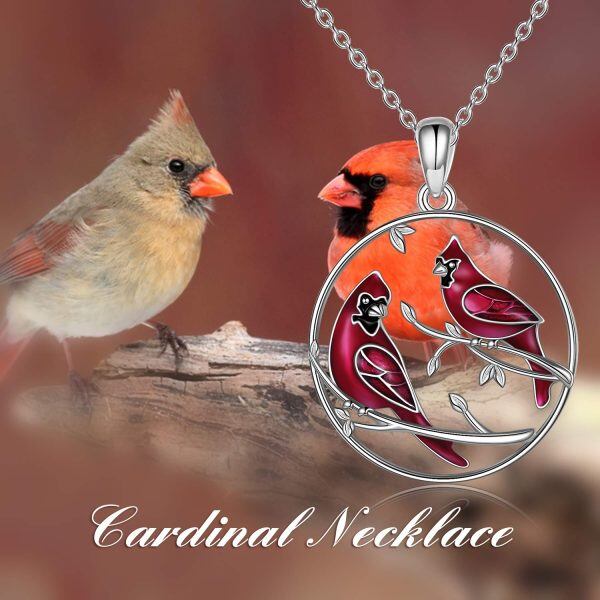 Sterling Silver Red Cardinal Necklace-4