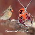 wholesale 925 Sterling Silver Round Cardinal Mother Daughter Pendant Necklace for Women-0-4
