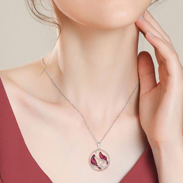 Sterling Silver Red Cardinal Necklace-5