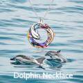 wholesale 925 Sterling Silver Blue Crystal Dolphins Pendant Necklace for Mom & Daughter Gifts-0-10