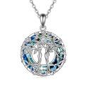 wholesale 925 Sterling Silver Blue Crystal Tree of Life Pendant Necklace for Sisters Gift Jewelry-0-0