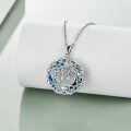 wholesale 925 Sterling Silver Blue Crystal Tree of Life Pendant Necklace for Sisters Gift Jewelry-0-1