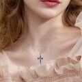 wholesale Sterling Silver Origami Cross Pendant Religious Necklace Jewelry for Women Men - Rhodium Plated-0-6