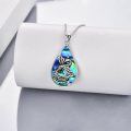 wholesale 925 Sterling Silver Abalone Shell Teardrop Phoenix Pendant Necklace Gifts for Women Girls Mom Daughter-0-2