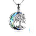 wholesale 925 Sterling Silver Crescent Moon & Tree of Life Keepsake Cremation Jewelry Urn Pendant Necklace with Abalone Shell Inlay-0-0