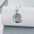 wholesale 925 Sterling Silver Crescent Moon & Tree of Life Keepsake Cremation Jewelry Urn Pendant Necklace with Abalone Shell Inlay-0-2