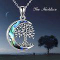 wholesale 925 Sterling Silver Crescent Moon & Tree of Life Keepsake Cremation Jewelry Urn Pendant Necklace with Abalone Shell Inlay-0-5