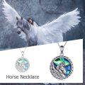 wholesale 925 Sterling Silver Abalone Shell Origami Horse Pendant Necklace for Women Wife Girlfriend-0-5