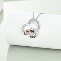 wholesale 925 Sterling Silver Crystal Raccoon Love Heart Pendant Necklace for Women-0-2