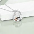 wholesale 925 Sterling Silver Crystal Raccoon Love Heart Pendant Necklace for Women-0-3