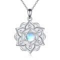 wholesale 925 Sterling Silver Opalite Lotus Flower Pendant Necklace Yoga Jewelry for Women-0-0