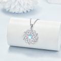 wholesale 925 Sterling Silver Opalite Lotus Flower Pendant Necklace Yoga Jewelry for Women-0-2