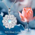 wholesale 925 Sterling Silver Opalite Lotus Flower Pendant Necklace Yoga Jewelry for Women-0-5