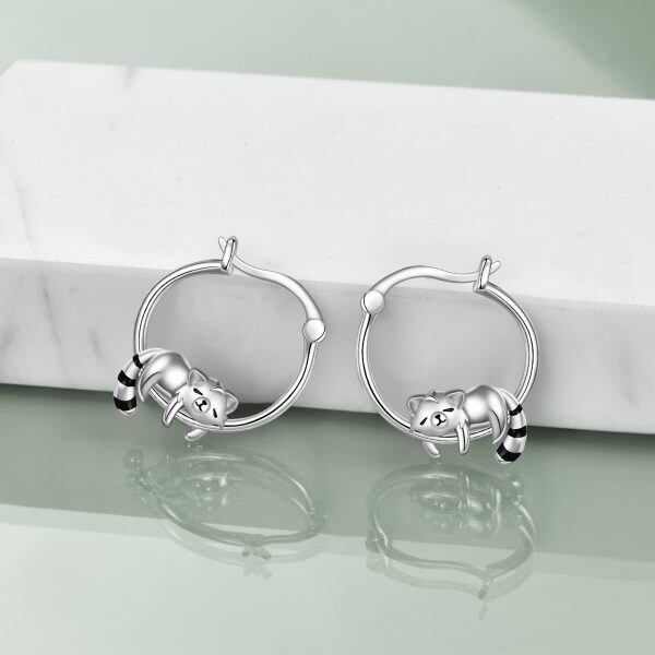 Sterling Silver Raccoon Earrings-1