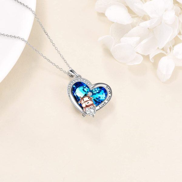 Sterling Silver Cow Heart Necklace-3