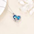 wholesale 925 Sterling Silver Blue Crystal Love You More Heart Pendant with Cute Cow Charm Necklace Mothers Day Gifts for Her-0-3