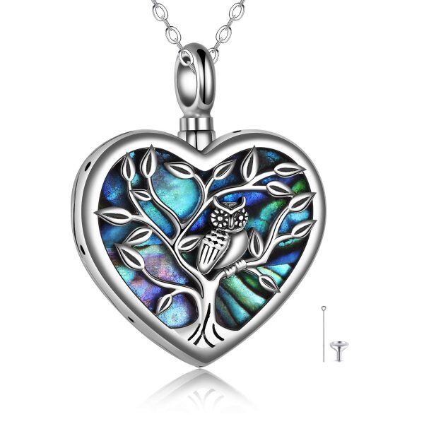 Sterling Silver Owl Heart Necklace-0