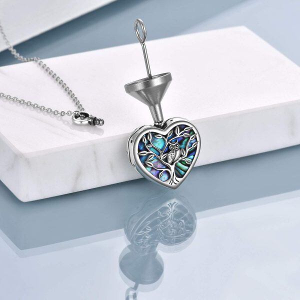 Sterling Silver Owl Heart Necklace-2