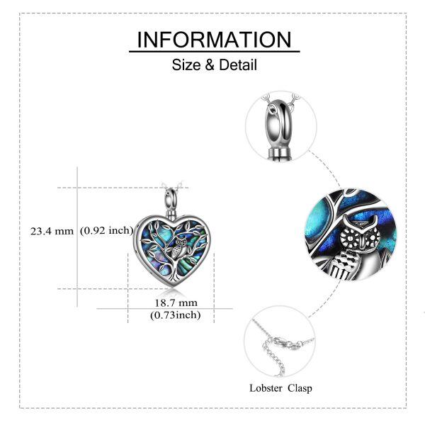 Sterling Silver Owl Heart Necklace-4