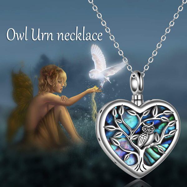 Sterling Silver Owl Heart Necklace-5