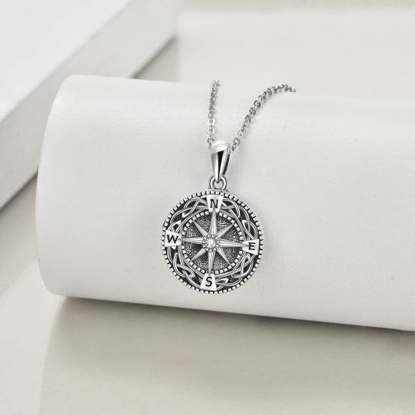 Sterling Silver Celtic Knot Compass Necklace-2