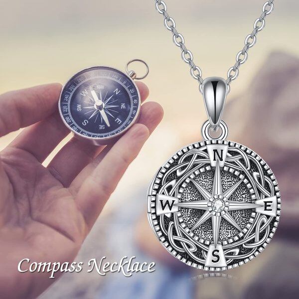 Sterling Silver Celtic Knot Compass Necklace-5