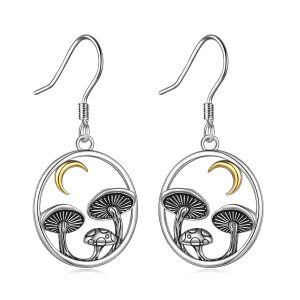 Sterling Silver Mushroom Moon Earrings-0