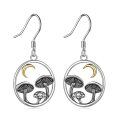 wholesale 925 Sterling Silver Mushroom & Crescent Moon Dangle Earrings for Women-0-0