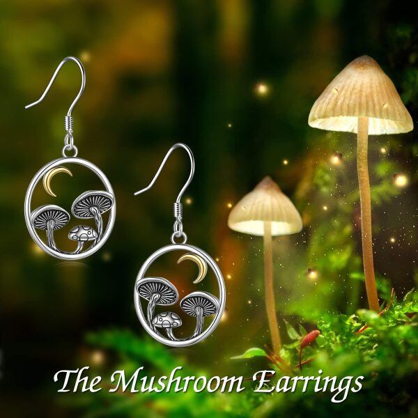 Sterling Silver Mushroom Moon Earrings-5