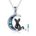 wholesale 925 Sterling Silver Moon & Cat Paw Print Urn Pendant Keepsake Necklace for Pet Ashes Memory Jewelry-0-0