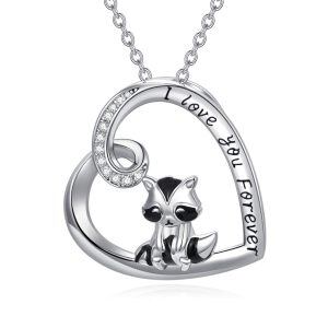 Sterling Silver Raccoon Necklace-0