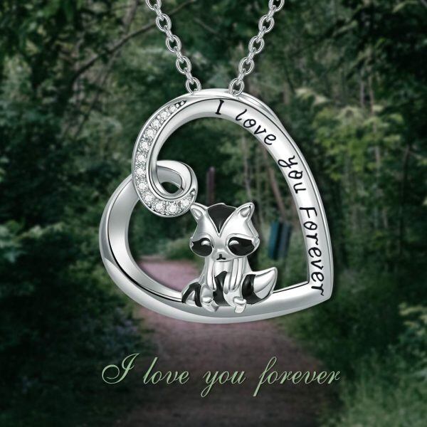 Sterling Silver Raccoon Necklace-4