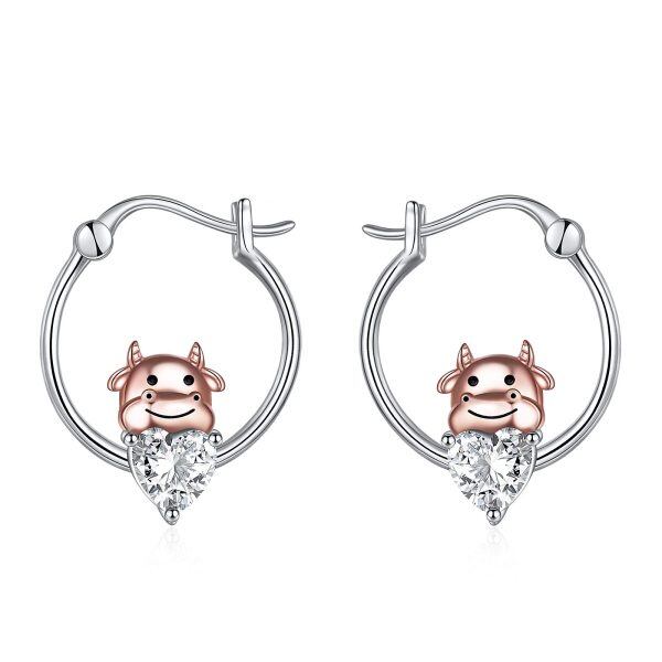 Sterling Silver Cow Earrings-0