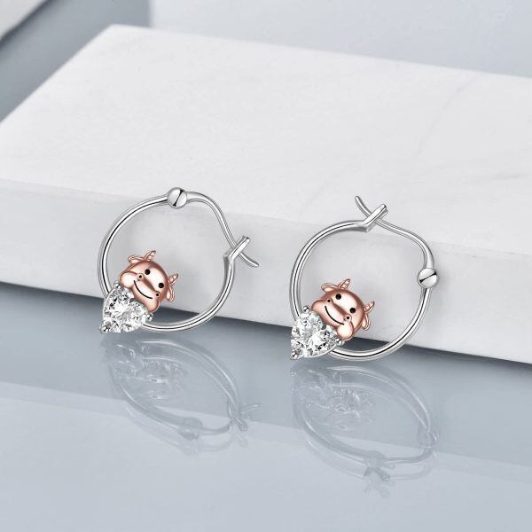 Sterling Silver Cow Earrings-2