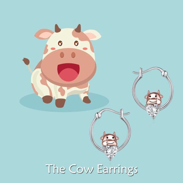 Sterling Silver Cow Earrings-5