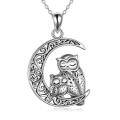 wholesale 925 Sterling Silver Mother & Child Moon Owl Pendant Necklace for Women-0-0