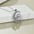 wholesale 925 Sterling Silver Mother & Child Moon Owl Pendant Necklace for Women-0-2