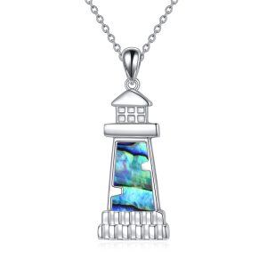 Sterling Silver Lighthouse Pendant Necklace-0