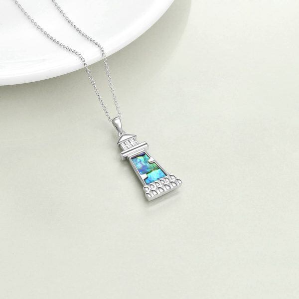 Sterling Silver Lighthouse Pendant Necklace-3